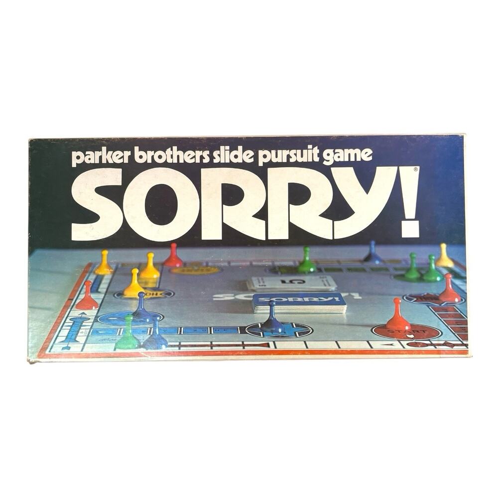 Vintage 1972 "Sorry" Board Game Parker Brothers Classic Family 100% COMPLETE 70s